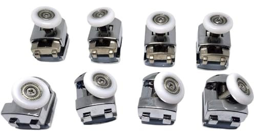 CTRSM Roues de Porte de Douche ， Ensemble de 4 pièces/8 pièces 23mm/25mm en Alliage de Zinc, Roues de Porte de Douche Simples, roulettes, Roues de Porte de Douche(8pcs,25mm)
