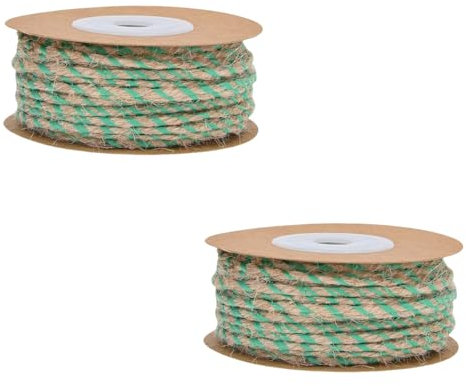 HSTWODE Lot de 2 rouleaux de cordon en coton de 2 mm - 20 yards - Bicolore - Cordon décoratif - Pour cadeaux de Noël - Vert