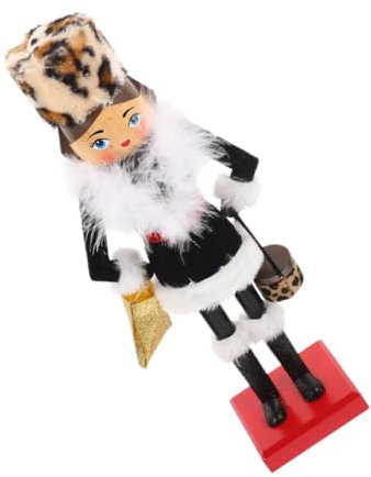 BESTOYARD Women's Nutcracker Christmas Lady Holiday Ornament Wooden Nutcracker Figure for Window Sill Fireplace Mantel Kitchen Table Decor