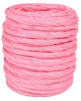 ALLWSLucky 12M Cinta de Papel Rafia, 4 mm Cuerda de Papel Natural, Cuerda Rafia Natural Para Envoltura De Regalos, Artesanía de Bricolaje, Decoración, Floristería (Rosa, 1 pcs)