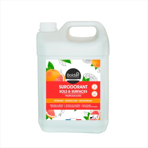 Boldair - Surodorant pamplemousse - Détergent, désinfectant, désodorisant - Sols & surfaces - Parfum pamplemousse - 5L - Fabrication française