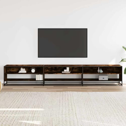 Natulvd 270cm TV Stand for TVs up to 100 Inches, Wide TV Cabinet Media Entertainment Center with 2 Tier Shelves, Modern TV Unit Console Table for Living Room Bedroom (Rustic)