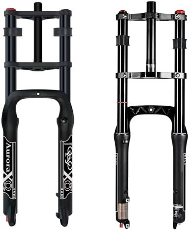LYYCX AuroraXQ 26 X 4 Fat Bike Federgabel, 26 Zoll Fat 4.0 Reifen Fahrrad Vordergabeln, Fatbike Gabel Federweg 190mm Scheibenbremse Rebound Adjust, 9x135mm Gold/Schwarz(Black Fat Tire Fork)