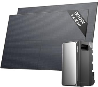 ECOFLOW Kit solaire de STREAM Pro, batterie 1,92 kWh avec panneaux solaires rigides 450W*2, 3 entrées solaires MPPT 2300 W, ports CA doubles 2300 W, batterie tout-en-un avec onduleur, plug & play