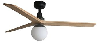 Faro Klim Ventilatore da soffitto medio a 3 pale nero opaco, pino con luce 1x E27 Wiz Smart System