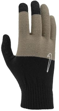 NIKE Unisex Adult 2.0 Knitted Swoosh Grip Gloves (S-M) (Graphic Black/Khaki/Coconut Milk)