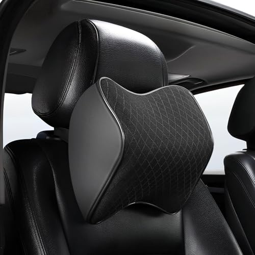 WEFHEF 2PCS Reposacabezas para Coche, Almohada Cervical para Coche de Espuma Viscoelástica, Almohadas Reposacabezas de Coche Cómodo y Transpirable, Reposacabezas Coche Cojin con Correa Ajustable