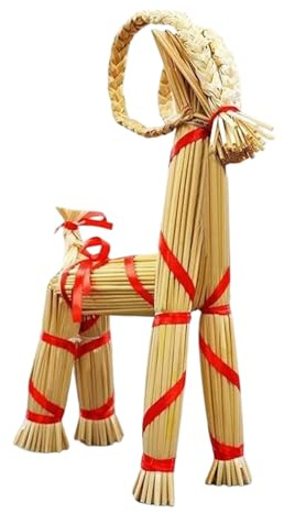 Weihnachtsziege, 40,6 cm große Strohziegen-Weihnachtsdekoration, schwedische skandinavische Weihnachtsdekoration, nordischer Weihnachtsziegen-Julbock für Feiertage, Outdoor-Innendekoration