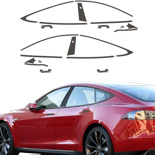 UYITO Window Trim Chrome Delete Blackout Overlay Pre-Cut Genuine Vinyl KK for Tesla Model S 2012-2020 Matte Black Pattern (Matte Black)