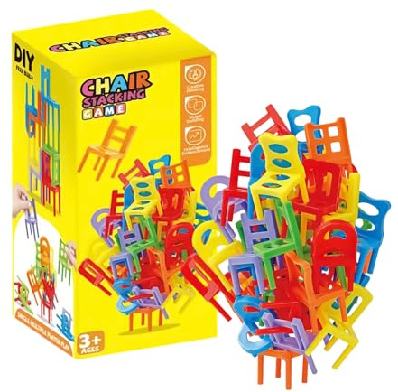 Spiel Mit Stapelstühlen - Interaktives Buntes Stapelspiel Geschicklichkeitsspiel | Stapelstuhl Balance Turm Spiel,Für Familienliebhaber, Erwachsene, Mädchen, Kinder Und Teenager