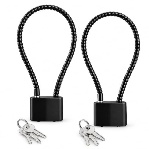 2PCS Cable Padlock with Keys, Steel Rope Lock for Outdoor Use