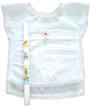 Candele Battesimo Confezione da 10 con 1 Vestina Battesimale 20X30 Antica Cereria Serventi