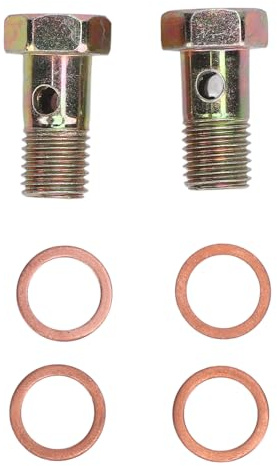 M10x1,25 mm Banjo-Schraube, Adapter für Banjo-Schrauben an Metall-Bremsleitungen mit Unterlegscheiben, leckage­sichere Hochdruckarmatur für die Flüssigkeitsregelung und