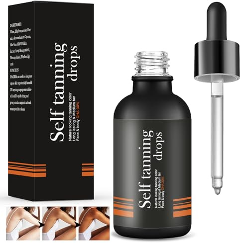 30ml Gouttes Bronzantes Sans Soleil, Sérum Auto-Bronzant Hydratant, Gouttes Bronzantes pour le Visage et le Corps, Hâle Progressif et Durable Sans Soleil, pour Tous les Types de Peau