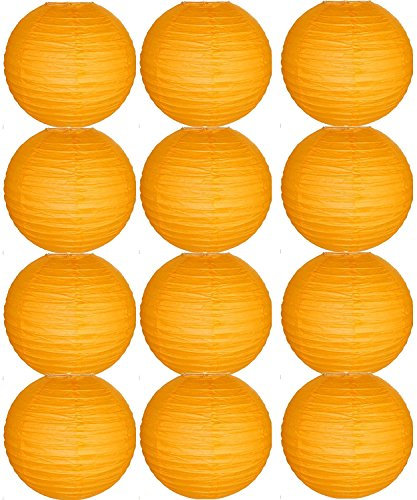 Tmade 12 Stück 15 cm orange Papier Laternen für Geburtstag, Babyparty, Hochzeit, Party, Garten, Heimdekoration