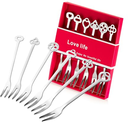 YOLOPARK18/8 Stainless Steel Fruit Forks, Dessert Forks Gift Box Set Pack of 6