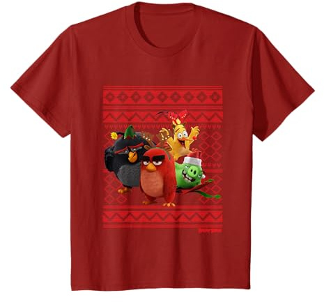Angry Birds offizielles Merchandise T-Shirt: Unisex-Erwachsene, Schwarz, S, Kurzarm, Crew Neck, Casual Cartoon Party T-Shirt, Weihnachten