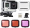 SOONSUN Waterproof Housing Case with Dive Filters for GoPro Hero 3, Hero3+, Hero 4 Silver Black Cameras, 40m Underwater Dive Housing Case with Filters, Spare Backdoor, Bracket Buckle Accessories