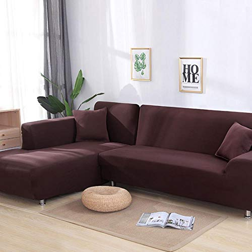 LINWX Graue Farbe Eng gewickelter Sofabezug Elastischer Sofabezug Wenn L-förmiges Ecksofa Capa De Sofa, Kaffee, 2-Sitzer und 2-Sitzer