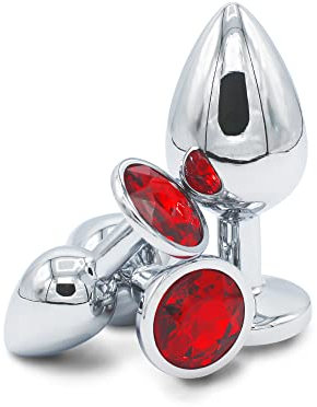 Plugs Anals Pack Trio Sextoys Unisexes en Acier Inoxydable Buttplug 3 Tailles Sextoys Débutants Confortable, Hygiénique & Hyppoalergénique - Homme & Femme Couleur Rouge