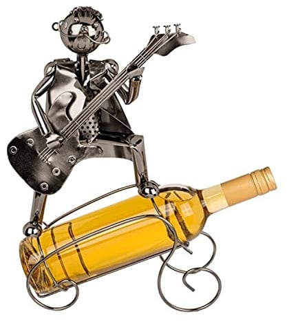 Out of the blue Rockstar mit Gitarre Weinflaschenhalter aus Metall - Gitarrist Weinflaschenständer Weinständer
