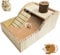 PINVNBY Hamster Sand Bath Box Wooden Shower Room Digging Sand Bathtub Container with Climbing Ladder Bowl Bathroom for Dwarf Syrian Mice Mouse Gerbils and Other Small Animals