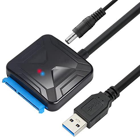 VCOM USB 3.0 auf SATA Adapter, SATA USB Adapter für 2,5/3,5zoll HDD & SSD | 5 Gbit/s, Unterstützung UASP, SATAIII Festplatten Adapterkabel, Inklusive Netzadapter