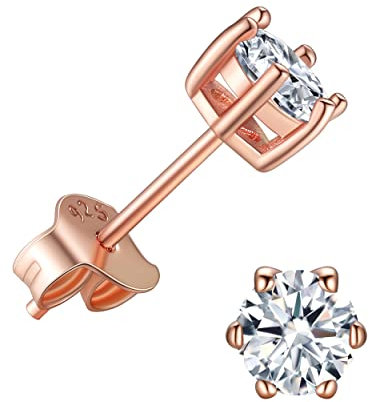 Suplight Clou d'oreille Boucles d'oreilles Simple Bijoux pour Homme Femme Fille Argent 925 5mm de Large Or Rose