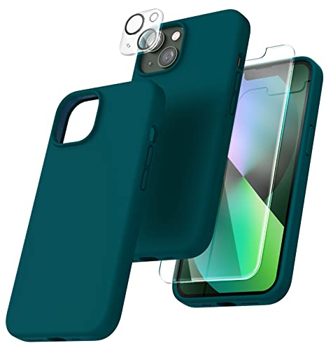 TOCOL für iPhone 13 Hülle Silikon, Stoßfest Anti-Rutsch Anti-Fingerabdruck Kratzfest Handyhülle für iPhone 13 Case, Grau Grün