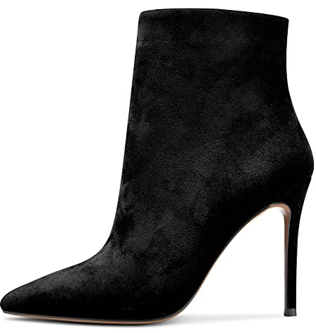 NobleOnly Donna Alto High Tacco Heel Spillo a Punta Stivaletti Slip-on Cerniera Feste Ufficio da Matrimonio Sexy 10 CM Heels Stivali Nero 44 EU