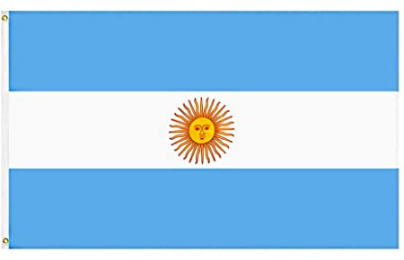 Shonye 150x90cm Bandera de Argentina, Bandera Argentina con 2 Ojales de Metal, Bandera Nacional Argentinos de Color Brillante, Decorada en Eventos Deportivos, Fiestas, Desfiles