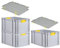 PROREGAL SuperSparSet 3x Eurobox NextGen Color mit Auflagedeckel & Schiebeschnappverschlüsse, HxBxT 32x40x60cm, 65L, Griffe gelb geschlossen, Verstärkter Boden, Eurobehälter Transportbox