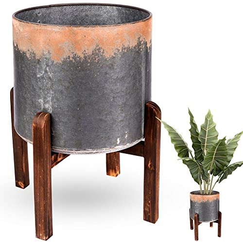 Vilde Übertopf Blumentopf Pflanzentopf Pflanzenständer Pflanzenübertopf mit Ständer Blumenvase Vase Blumen aus Stahl 32x40 cm