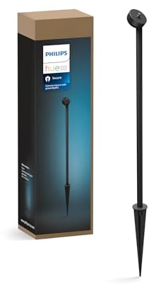 Philips Hue Secure Kamerahalterung mit Erdspieß, einfache Installation der Hue Secure Überwachungskameras im Beet oder Blumentopf, schwarz