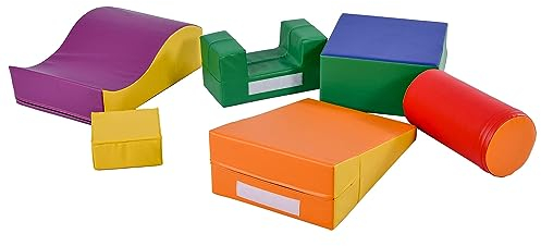 6 TLG. Schaumstoffbausteine Riesenbausteine zum Toben und Klettern, Schaumstoff Softbausteine, Treppe und Rutsche für Kinder, Spielzeug zum Klettern, Rutschen und Krabbeln. im Vorschulalter Babys