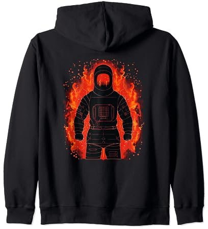 Lustiger Schutzanzug mit Flammen Kostüm Kapuzenjacke