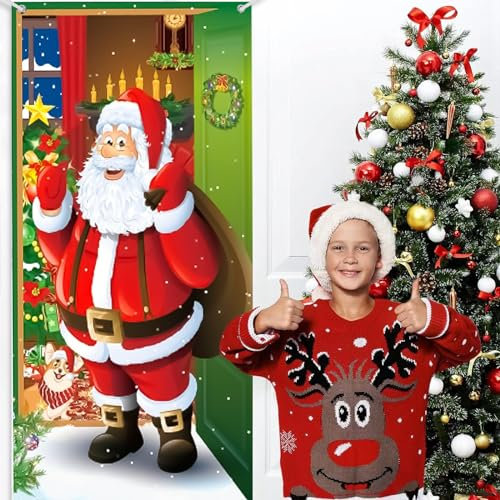 MFCGHXR Cartel Feliz Navidad, Decoración Puerta Entrada Para Celebración Navideña, Fiesta y Suministros Festivos de Año Nuevo
