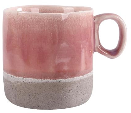 CAPIJIONG 380 ml Style nordique rétro Four à micro-ondes en céramique Peut être utilisé pour le petit déjeuner créatif Tasse à café au lait Rouge corail