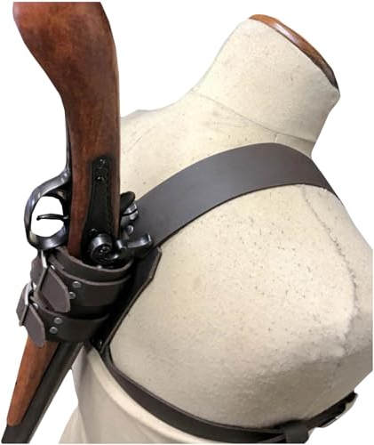 SIULAS Mittelalterliche Schrotflinte Holster Vintage Outdoor Unisex Mittelalterliche Crossbody Chest Gun Halter für Ritter Assassin Warrior Piraten Kostüm Cosplay,Braun,Life siz