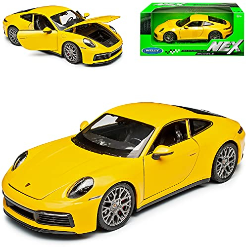 Porsche 911 992 4S Coupe Gelb Neue Generation Ab 2019 1/24 Welly Modell Auto