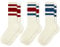 American Trends Gestreifte Damensocken, Retro-Socken, Crew-Socken, sportlich, Wadensocken, 3er-Pack in Blau, Rot, Blau und Korn, Einheitsgröße
