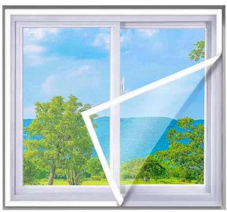 Insektenschutz und Sonnenschutz Fenster, Fliegengitter, werkzeugfreie Montage, Selbstbausatz,115x170cm