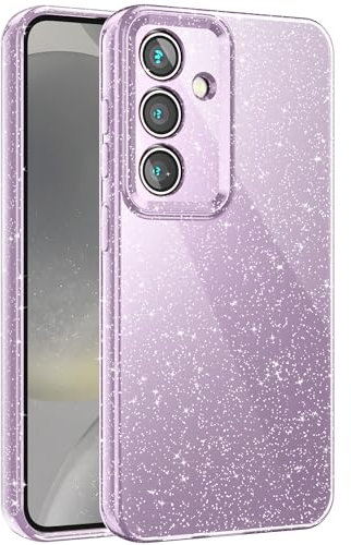 CUZMIGO Glitzernde Schutzhülle für Samsung Galaxy S24, niedliche Neonfarbe, Glitzer, dünn, dünn, stoßfest, Silikon, glitzernd, weiche TPU-Handyhülle für Damen und Mädchen, Twilight Rose