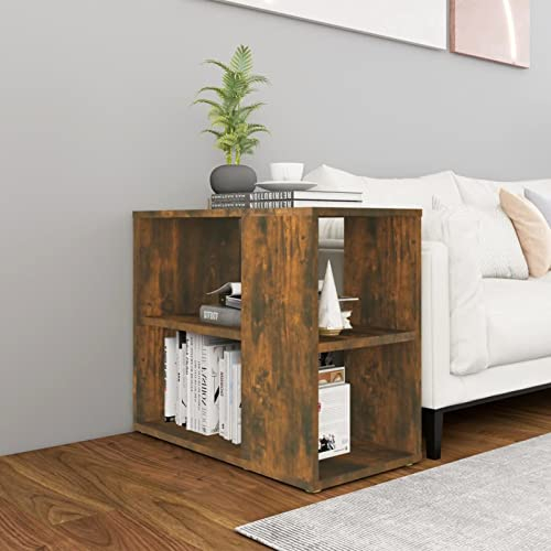 ARKEM Beistelltisch Räuchereiche 60x30x50 cm Holzwerkstoff BalkongeläNder Tisch Balkontisch Schmal Kleiner Tisch