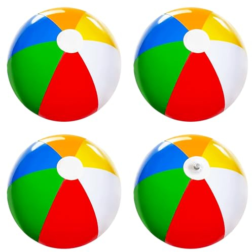 PEAKTOP 4PCS Ballon Piscine Gonflable, Coloré Ballons d'eau Gonflables Durable, Enfants Souple Ballon Gonflable Plage pour Piscines Plage