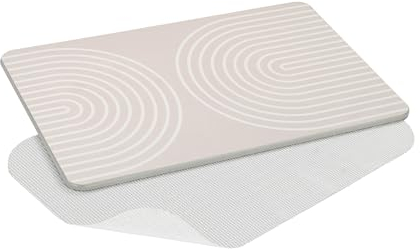 WENKO Badematte Mod. Nazca, aus natürlichem Diatomit, rutschfest, wasserabsorbierend und schnelltrocknend, 60 x 1 x 39 cm, Grau