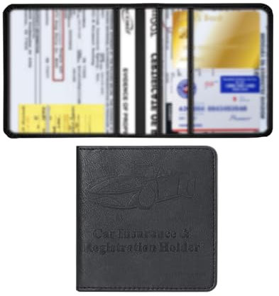 Mandark Portaoggetti per libretto e assicurazione auto, in pelle sintetica di alta qualità, organizer per interni auto, accessori per riporre documenti, universale, per SUV, camion, moto (nero)