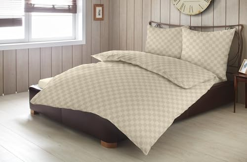 DORMISETTE Bettwäsche KARO Damast (BL 135x200 cm) BL 135x200 cm beige Bettbezug Bettzeug