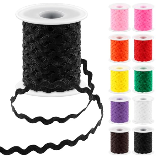 Glarks 1Pcs 27Yard/25M Schwarz Rick Rack Trim Band Welle Nähen Biegen Fringe Trim für DIY Nähen Handwerk Hochzeit Brautkleid Verschönerung Party Dekoration Geschenkverpackung Supplies