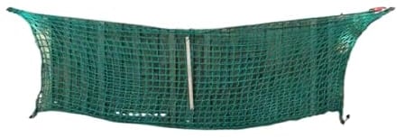 CG Heunetze für Pferde – Engmaschiges Taschennetz im Set inkl. Heunetz, Aufhaltestab & 4 Schnüren | Größe XXL: 3,0m x 1,0m | bis zu 32kg Füllmenge | Maschenweite: 6 cm